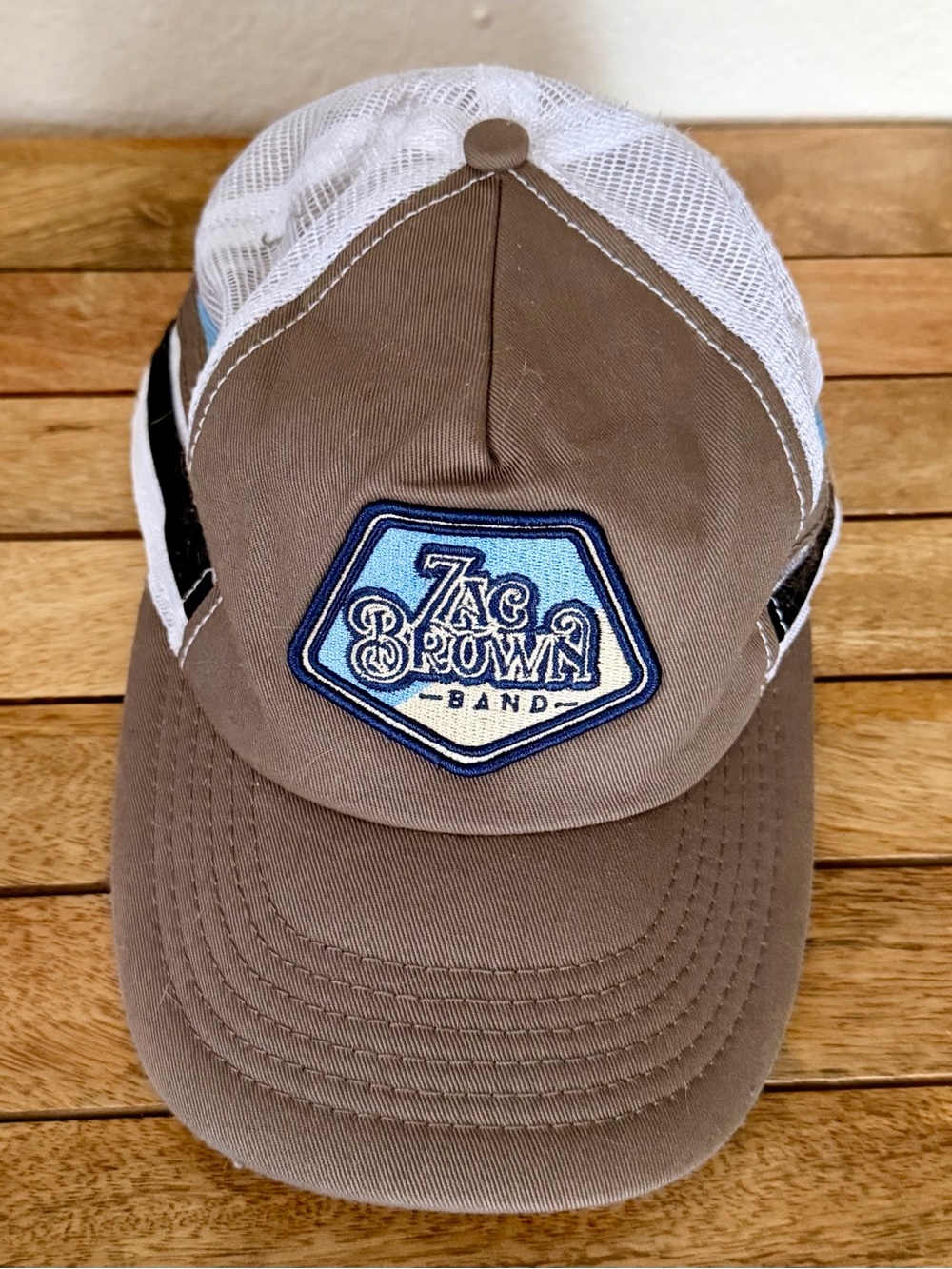 Zac Brown Band Trucker Hat - Brown & White with Blue Patch and stripes OSFM